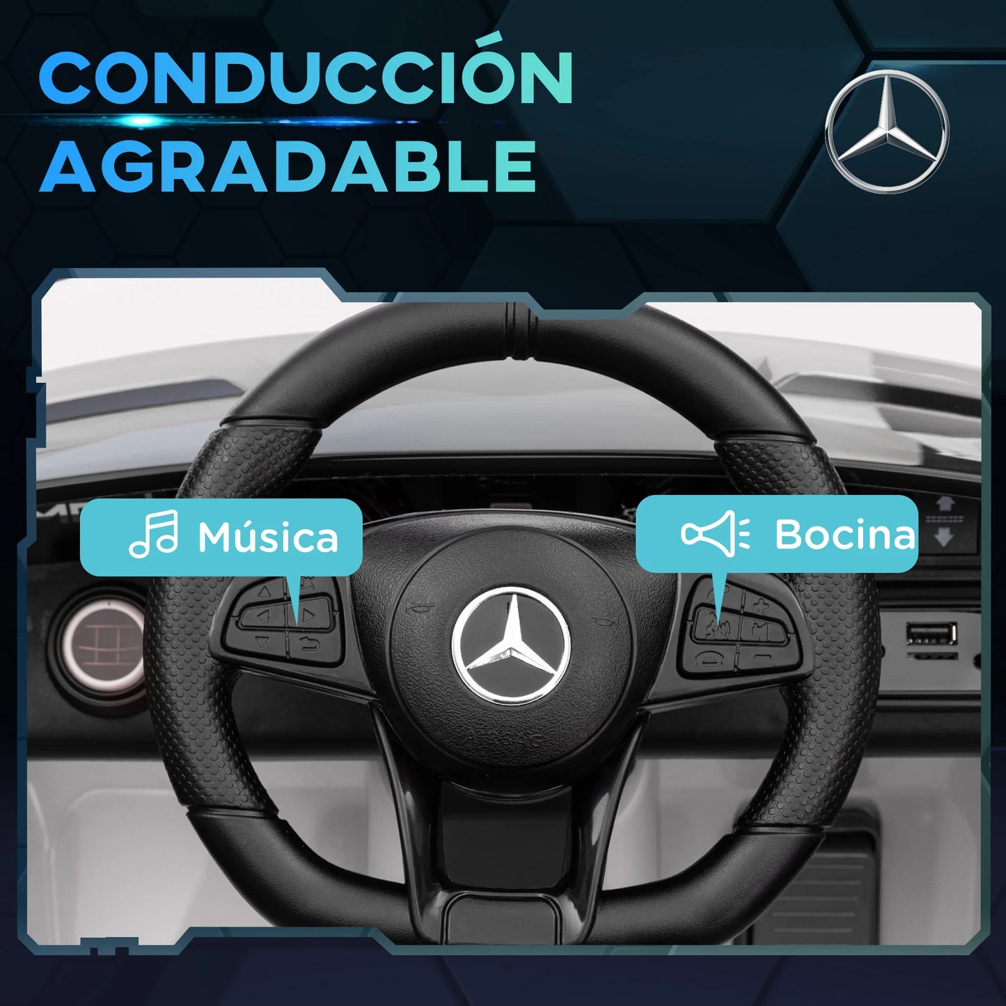 Aiyaplay Electric Car for Children +3 Years Mercedes-Benz Amg Gtr White