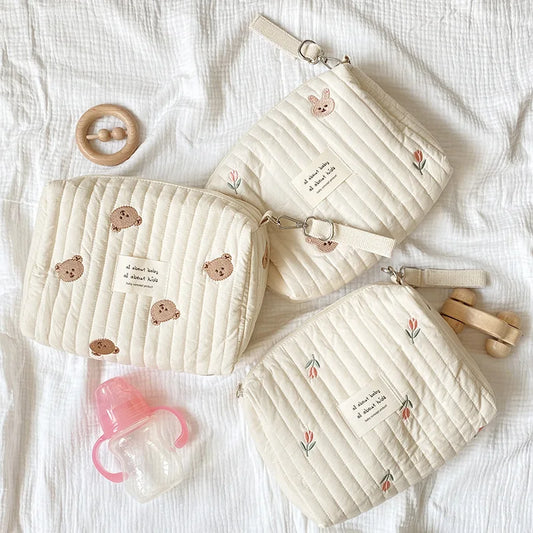 Cute Mommy Diaper Bag – Embroidered Baby Travel Organizer with Zipper