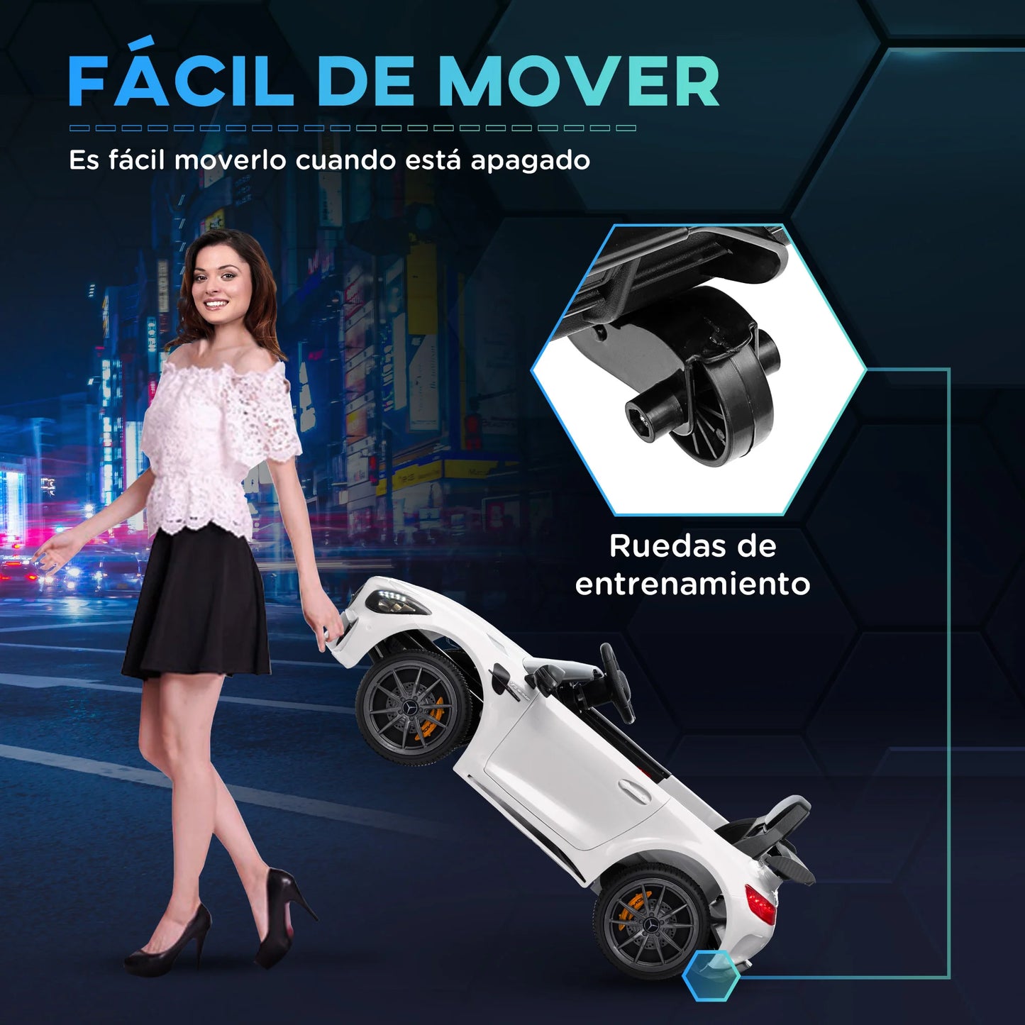 Aiyaplay Electric Car for Children +3 Years Mercedes-Benz Amg Gtr White