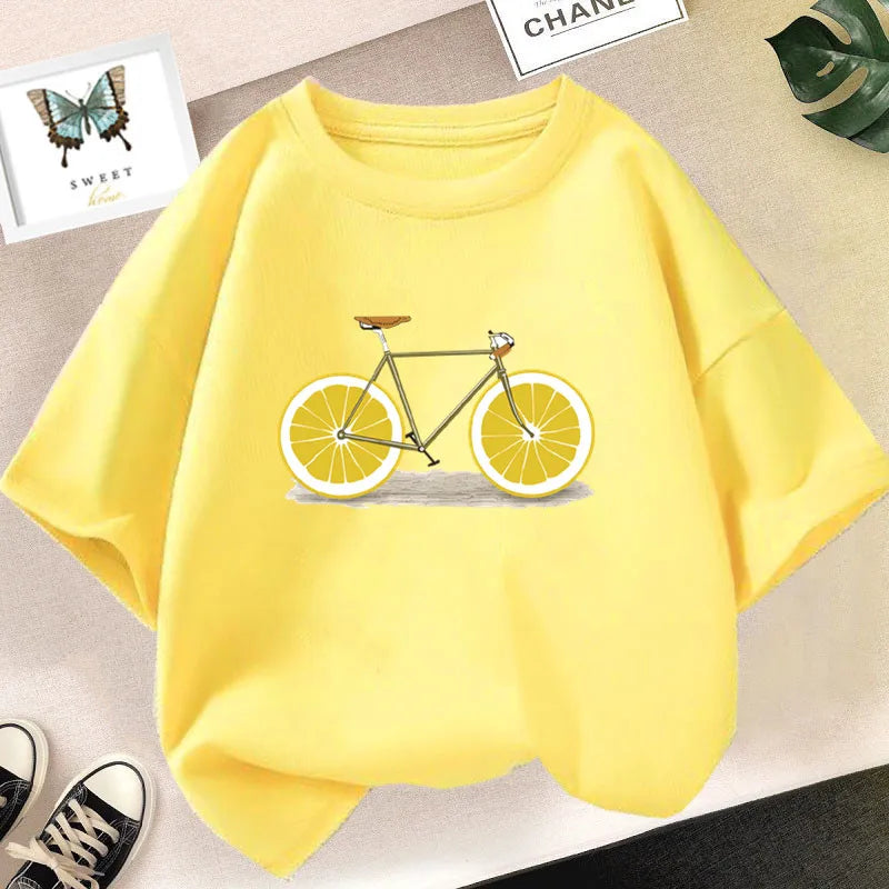 Girls’ Cute Avocado T-Shirt – Loose Summer Cartoon Fruit Top