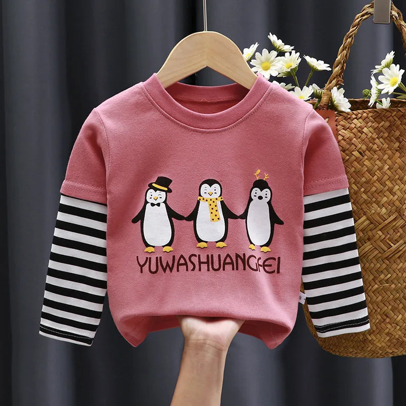 Kids’ Long Sleeve T-Shirt – Cartoon Cotton Top for Boys & Girls (0–5Y)