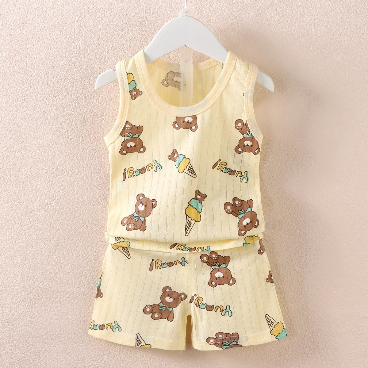 Children's Clothing Print Sleeveless Tops Shorts Cute Breathable Kids Vest Shorts Set Tank Top for Baby