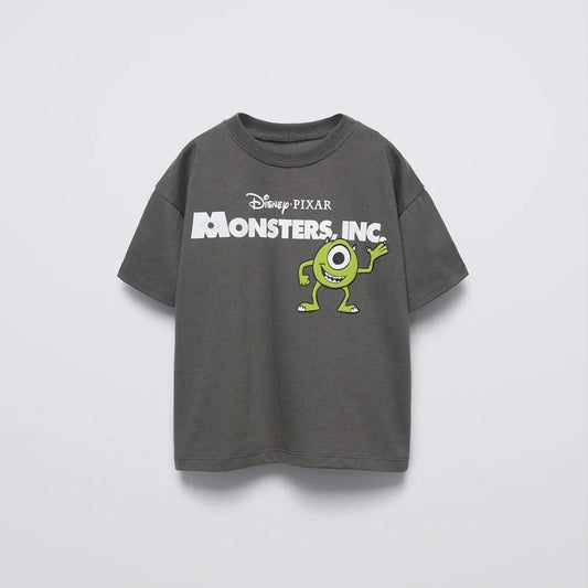 Kids’ Cartoon Monster Printed T-Shirt – Casual Summer Crewneck Top for Boys & Girls