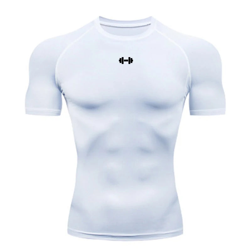Compression T Shirt Men Summer Sportswear Running T-shirt Elastic Quick Dry Sport Tops Tee Athletic Gym Workout