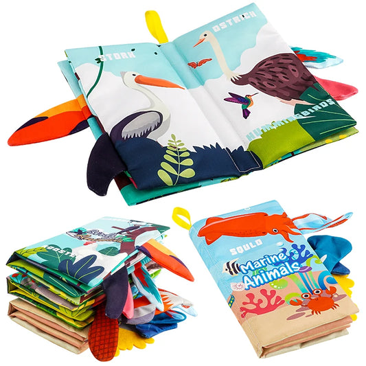 Baby Books, 3PCS Touch and Feel Cloth Crinkle Soft Books