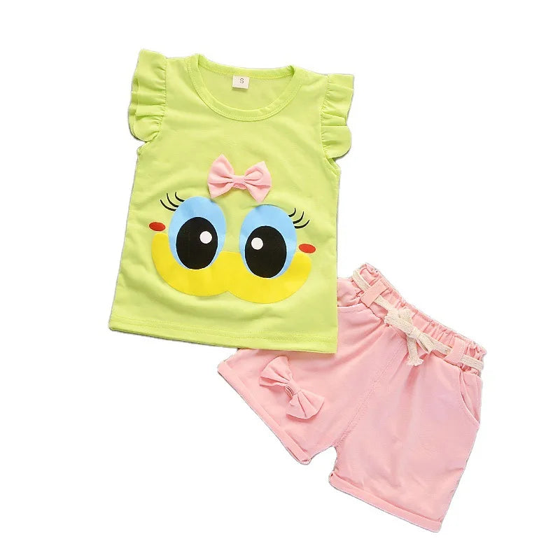 Girls’ Summer 2pcs Outfit – Vest & Shorts Casual Set for Toddlers