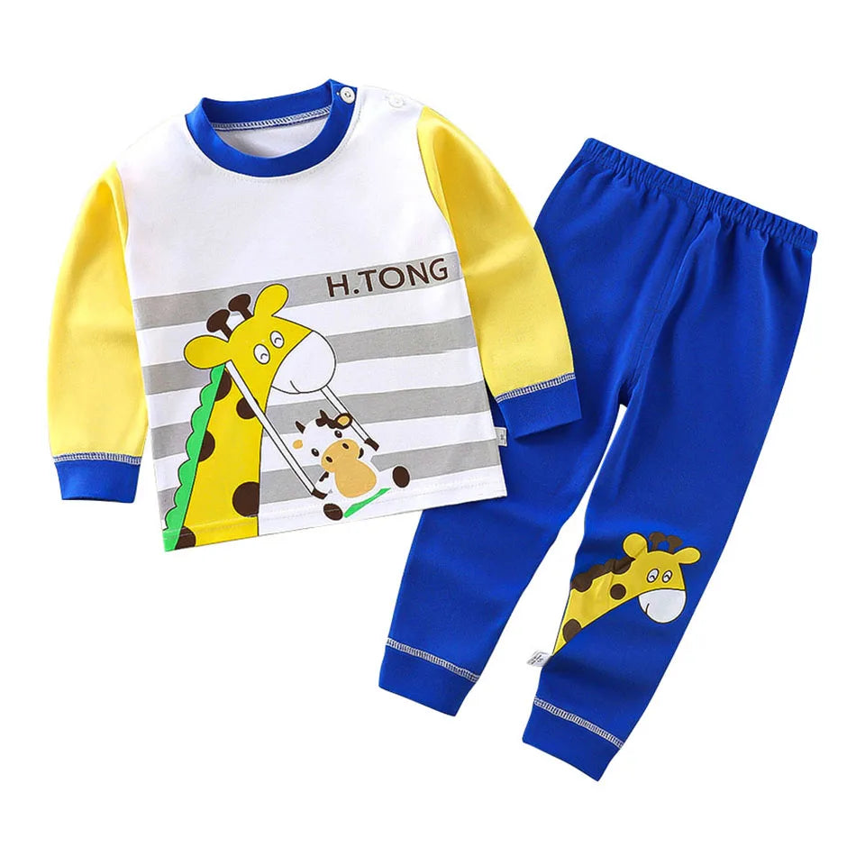 Cotton Kids Pajama Set – Cartoon Autumn/Winter Sleepwear for Boys & Girls