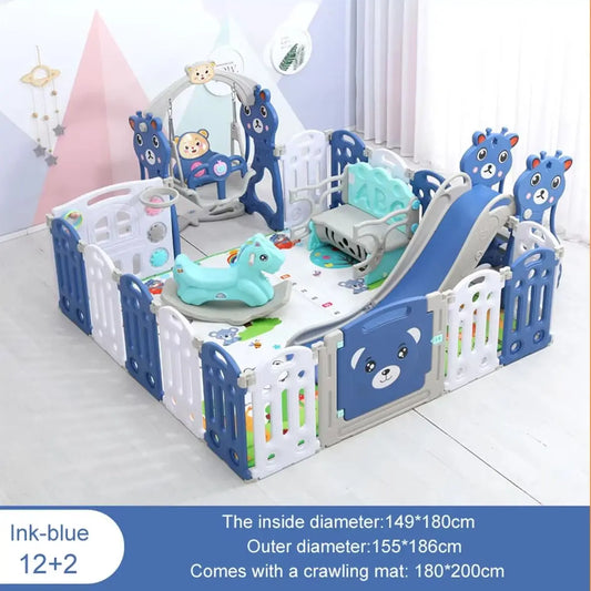 Baby Playpen – Portable Kids Activity Fence with Ball Pool and Slide