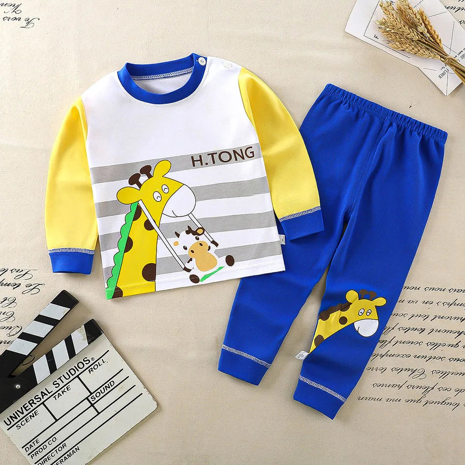 Cotton Kids Pajama Set – Cartoon Autumn/Winter Sleepwear for Boys & Girls