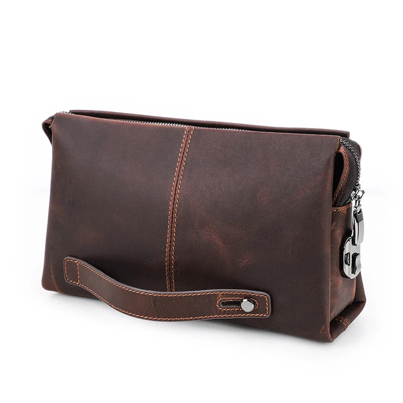 Men Clutch Bag Large Capacity ,Coded Lock ,Design Genuine Leather Men Wallets