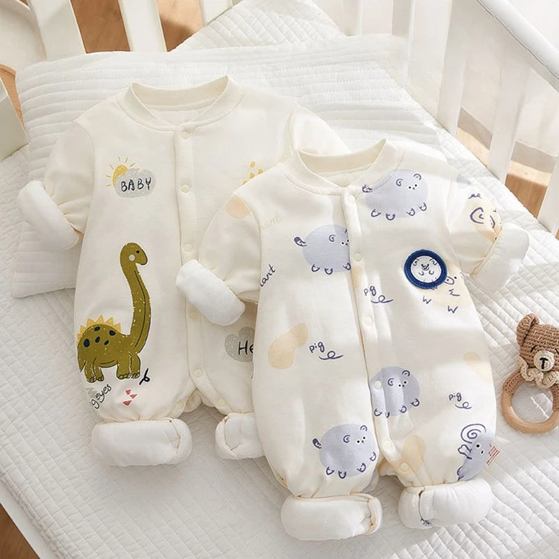Somenie Newborn Winter Onesie – Thick Cotton Bodysuit for Boys & Girls