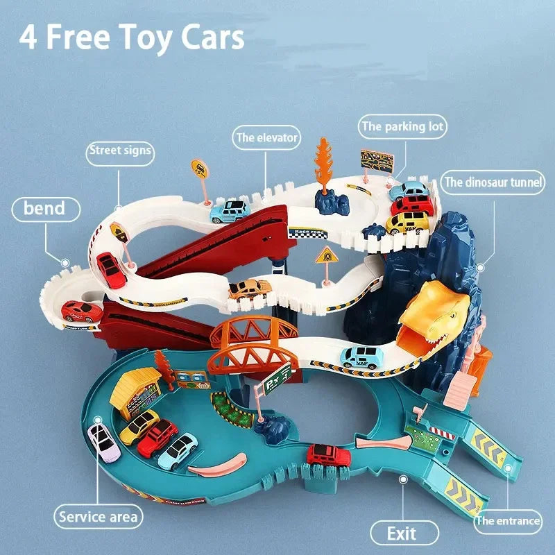 Dinosaur Mountain Electric Track Car – Adventure Racing Train Toy Set