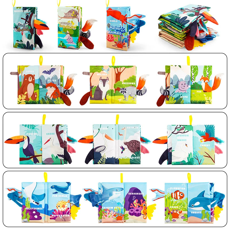 Baby Books, 3PCS Touch and Feel Cloth Crinkle Soft Books