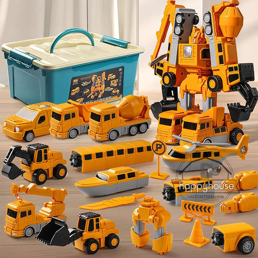 Magnetic Transforming Robot Car – Engineering Toy with Blocks for Toddler Activities