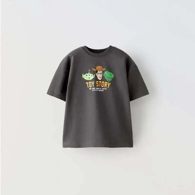 Kids’ Cartoon Monster Printed T-Shirt – Casual Summer Crewneck Top for Boys & Girls