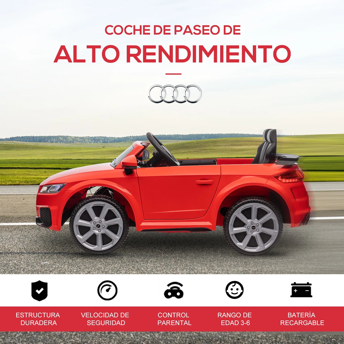 HOMCOM electric car for child + 3 years, with remote control, music, lights, and 2 door opening