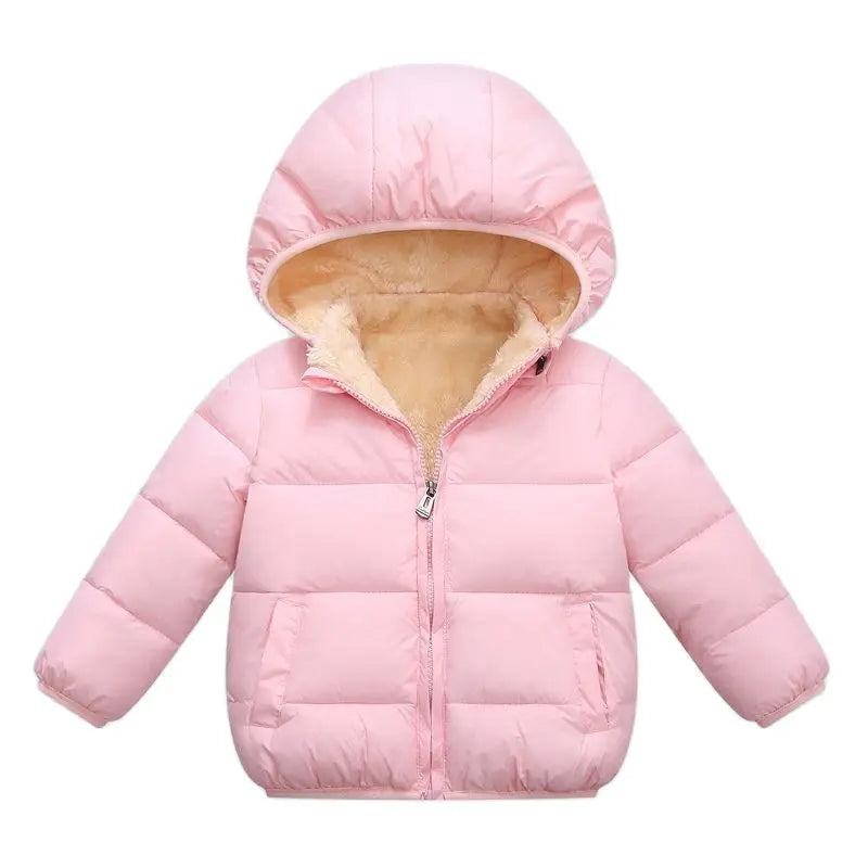 Baby Children Coats Winter Thick Jackets Warm Plush Outerwear  Fur Hooded Jacket