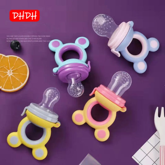 BPA-Free Silicone Baby Teether & Fruit Feeder – Nibbler with Pacifier Clip for Newborns