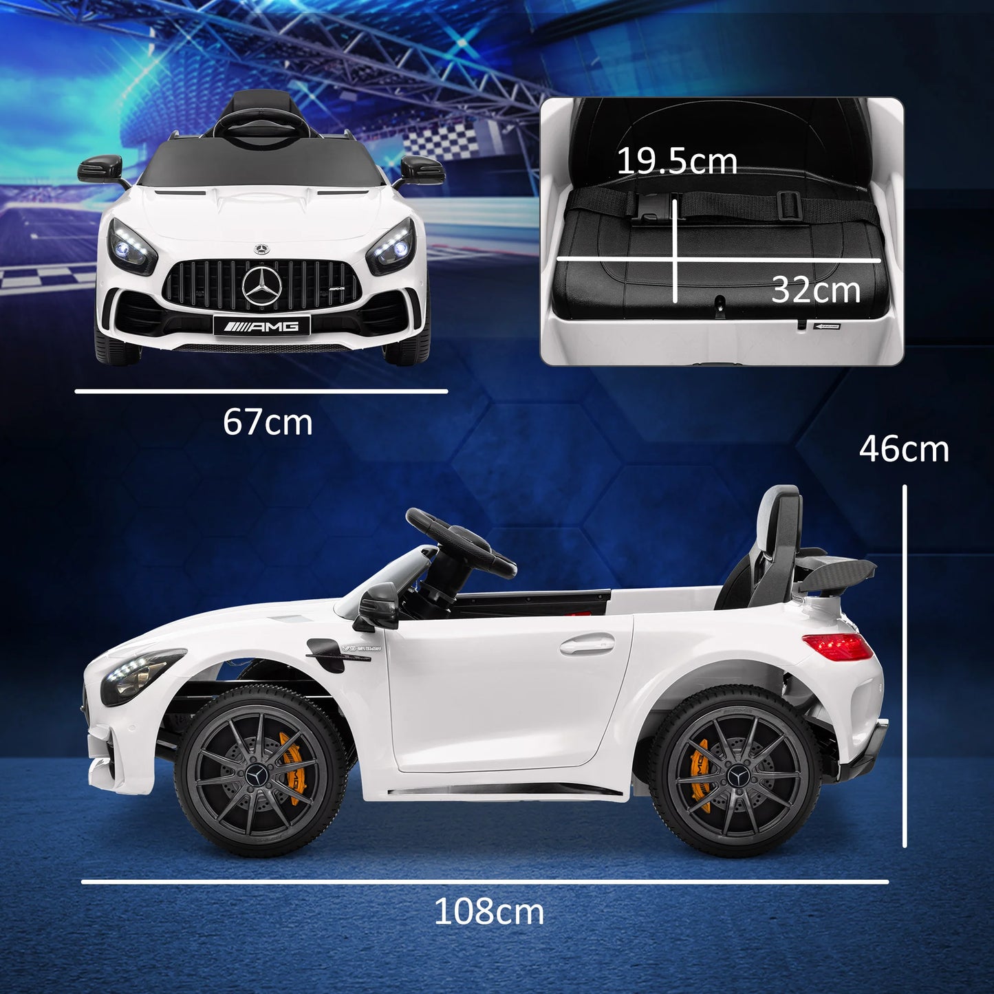 Aiyaplay Electric Car for Children +3 Years Mercedes-Benz Amg Gtr White