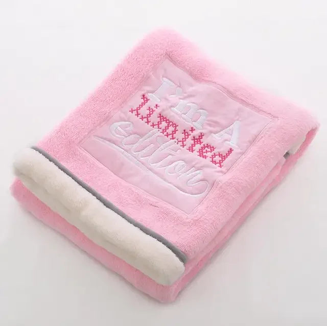 Baby Blankets Newborn Cartoon Embroidery, Flannel
