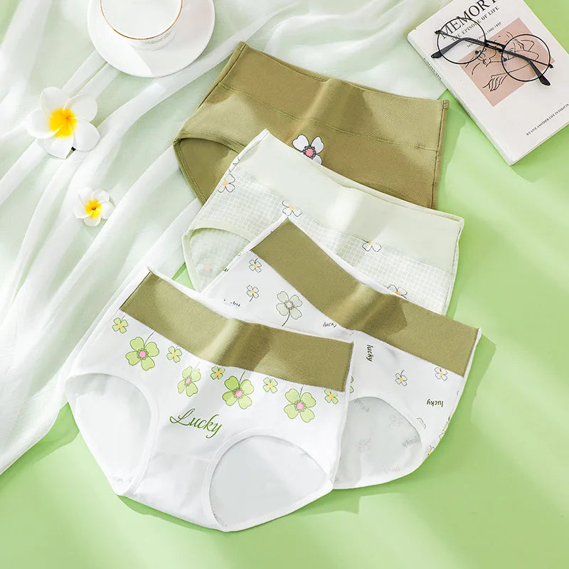 4PCS High Waist Cotton Body Shaper Panties – Breathable Slimming Underwear, Plus Size M-5XL