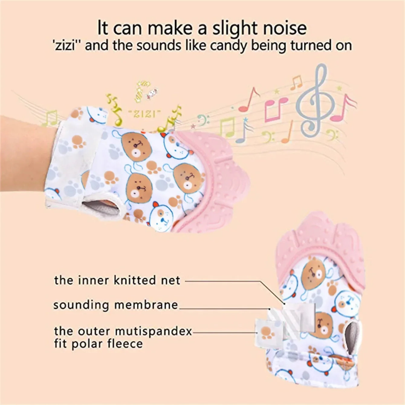 Newborn Teething Silicone Mittens Multi-Layer Breathable