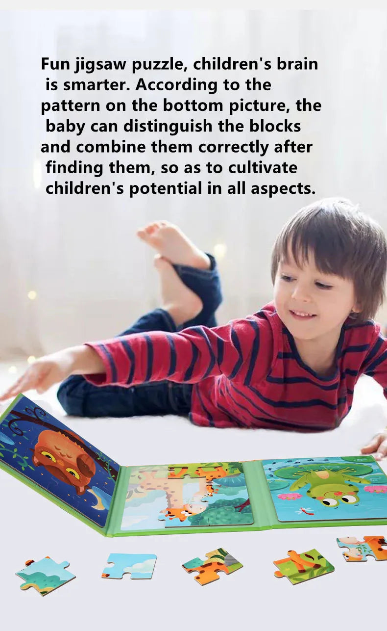 Magnetic Puzzles Portable Book Vehicle Ocean Dinosaur Jigsaw Montessori Early Education With Magnet Boys Girls Toys For Children