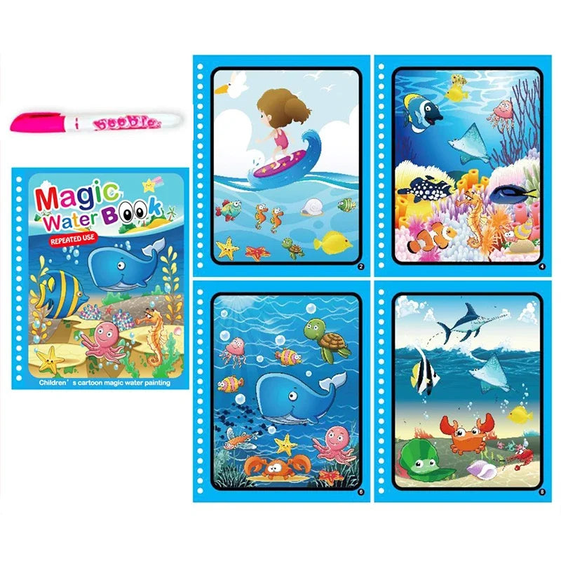 Magic Water Drawing Book with Pen – Reusable Montessori Early Learning Toy