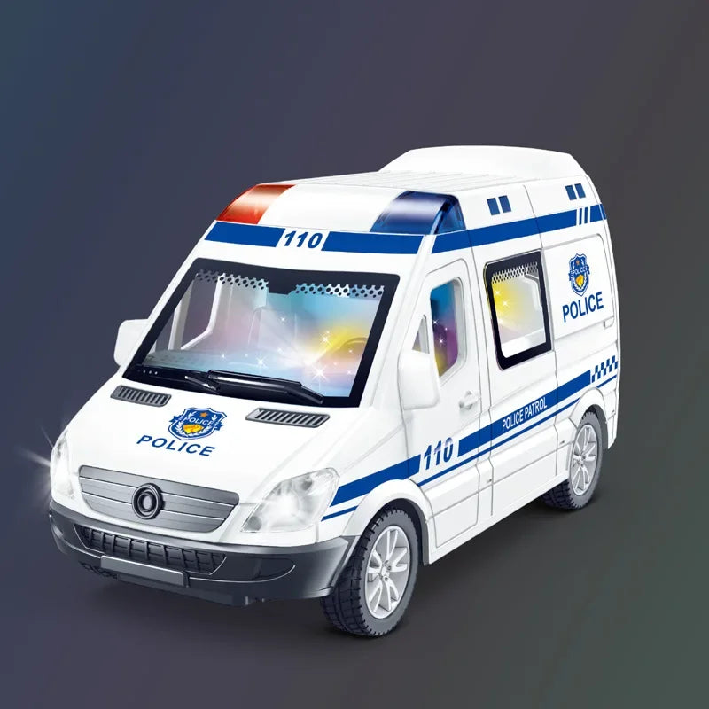 1:32 Scale Mini Car, Ambulance Fire-Truck Policecar Model Sound Light Vehicle Simulation