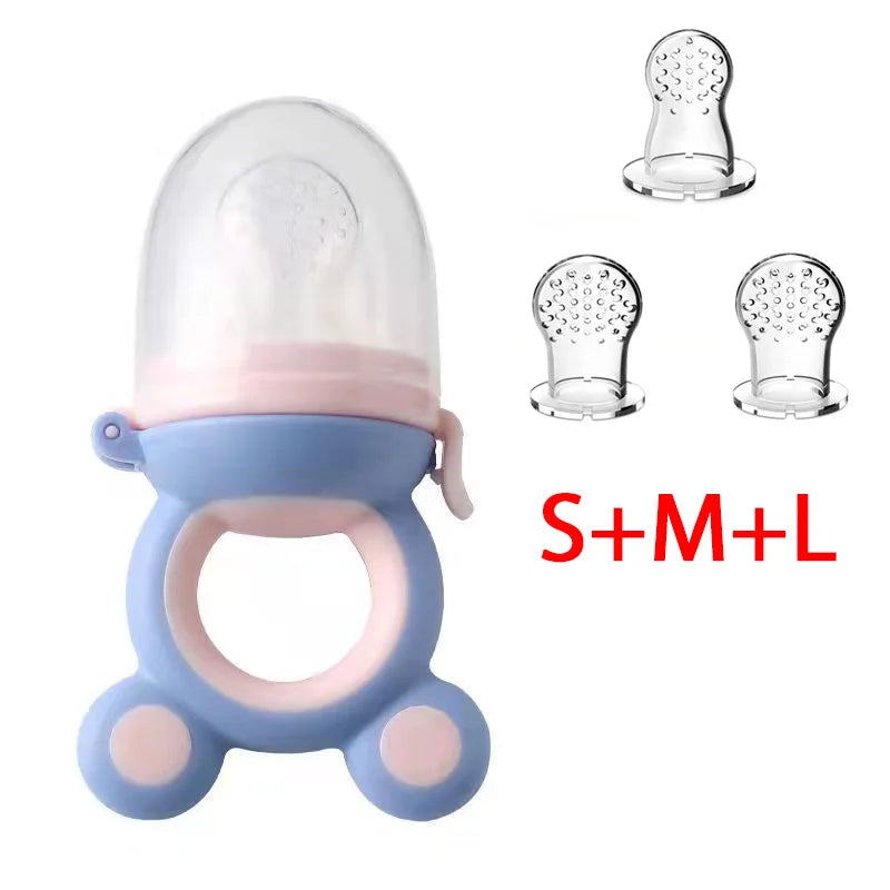 BPA-Free Silicone Baby Teether & Fruit Feeder – Nibbler with Pacifier Clip for Newborns