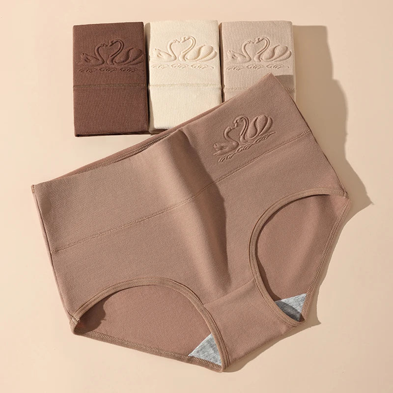 4PCS High Waist Cotton Body Shaper Panties – Breathable Slimming Underwear, Plus Size M-5XL