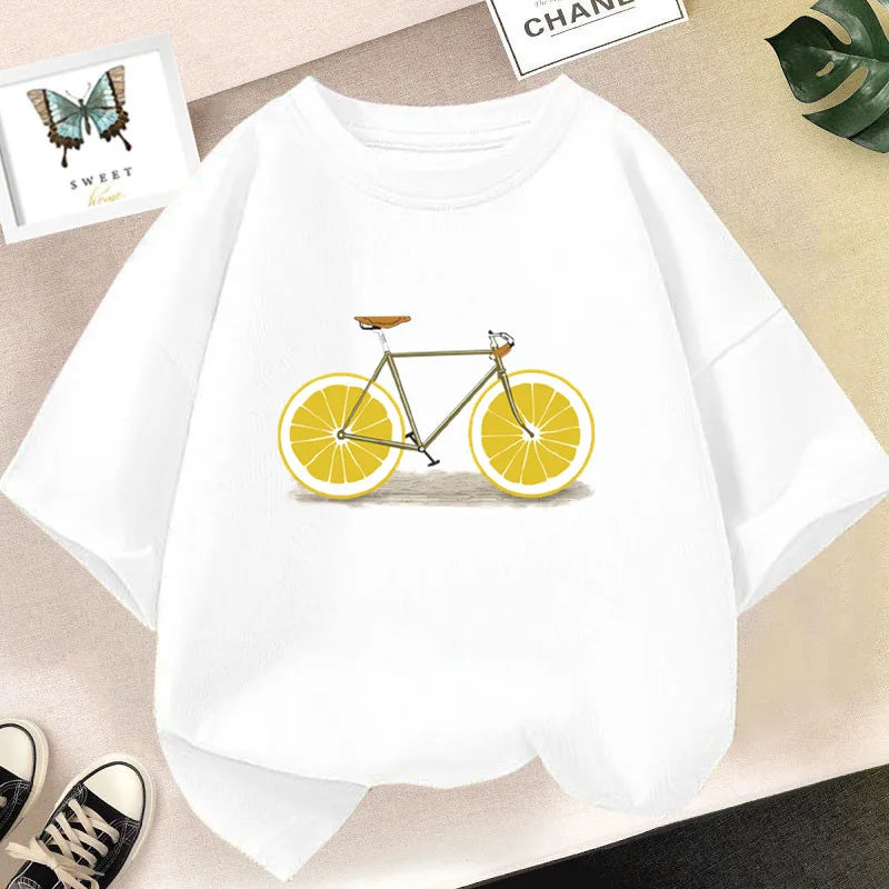 Girls’ Cute Avocado T-Shirt – Loose Summer Cartoon Fruit Top