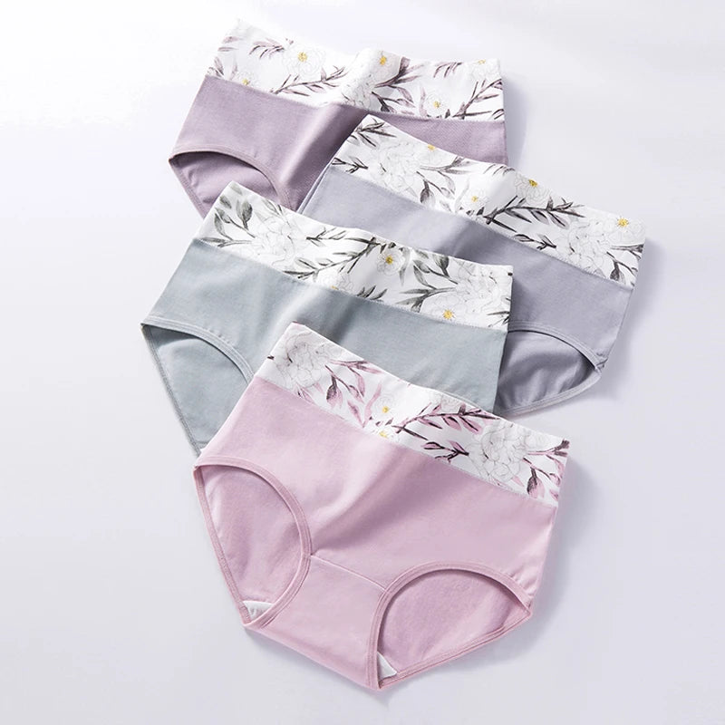 4PCS High Waist Cotton Body Shaper Panties – Breathable Slimming Underwear, Plus Size M-5XL