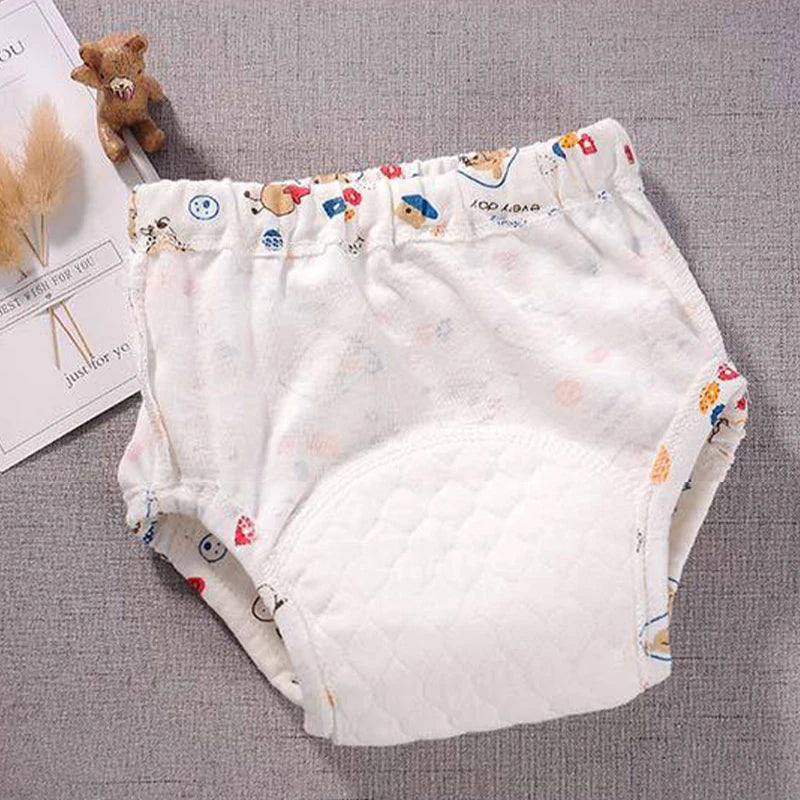 6-Layer Reusable Cotton Baby Training Pants – Waterproof Cloth Diaper Shorts