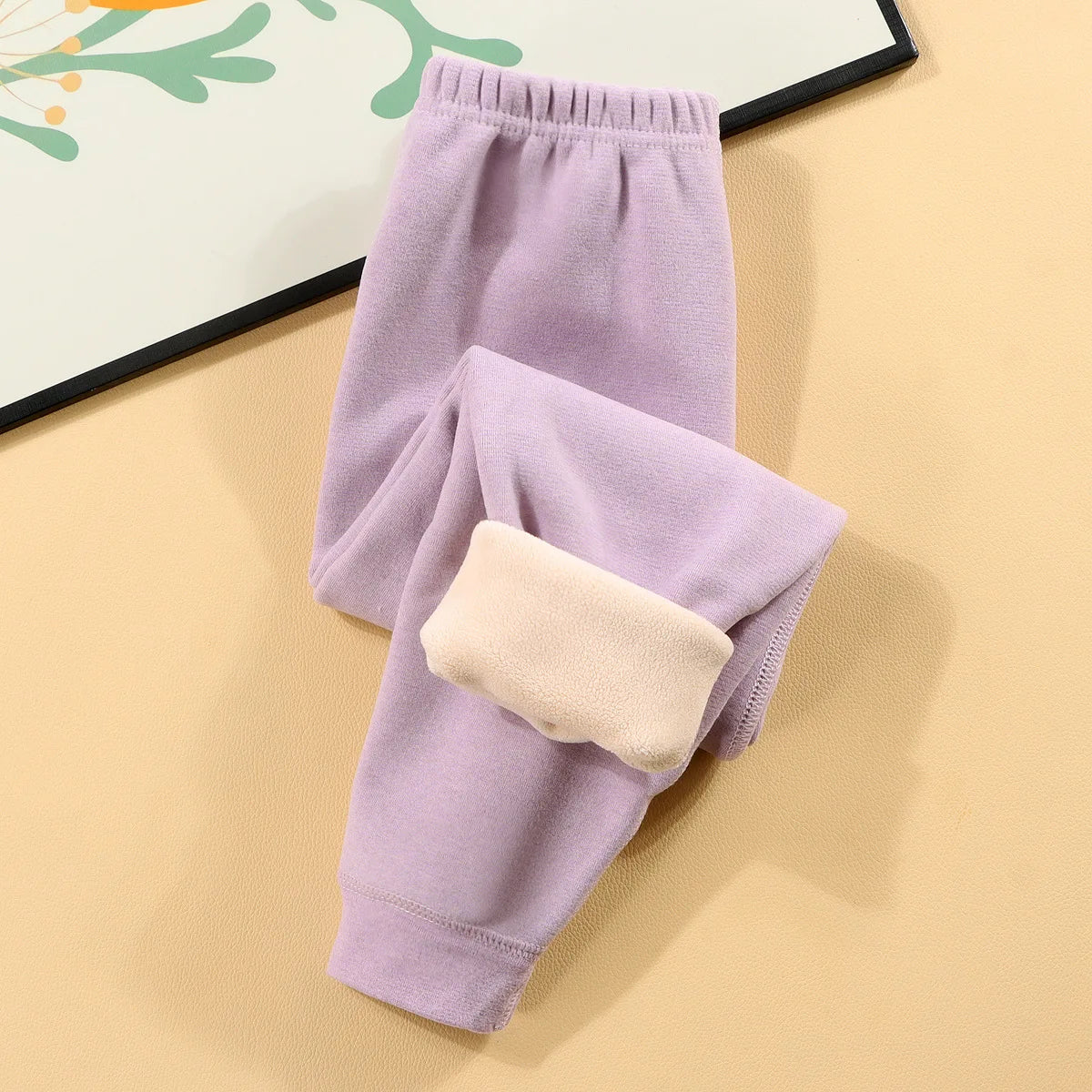 2025 Kids’ Winter Thermal Pants – Fleece-Lined Cotton with Elastic Waist