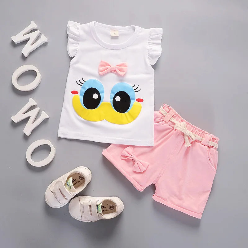Girls’ Summer 2pcs Outfit – Vest & Shorts Casual Set for Toddlers