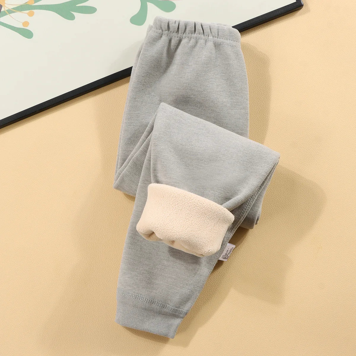2025 Kids’ Winter Thermal Pants – Fleece-Lined Cotton with Elastic Waist