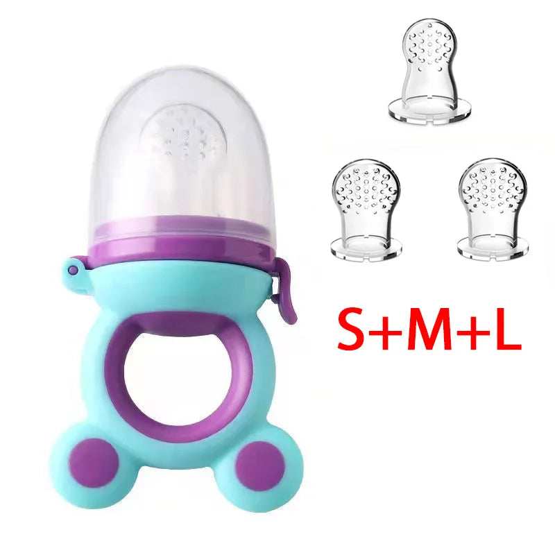 BPA-Free Silicone Baby Teether & Fruit Feeder – Nibbler with Pacifier Clip for Newborns