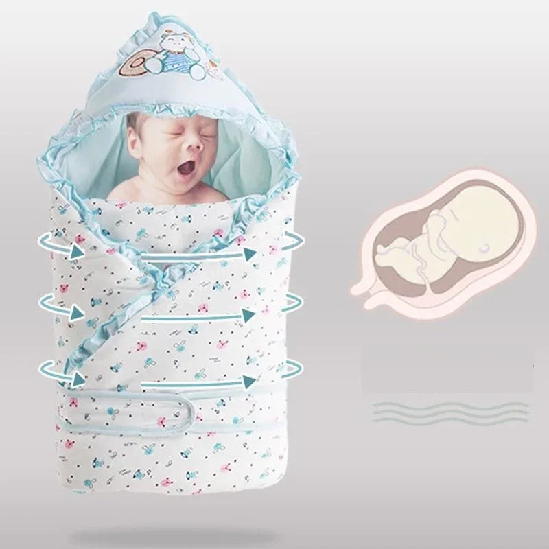 Newborn Cotton Blanket Winter Warm Embroidery Baby Swaddling Blanket Cartoon Envelope Wrap Blankets Baby Boys Girls Bed Quilt
