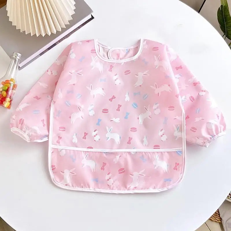 Waterproof Baby Bib – Long Sleeve Cartoon Apron for Self-Feeding (0–3 Years)