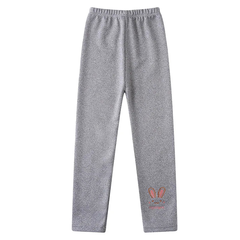 Girls’ Autumn/Winter Leggings – Thick Warm Pants with Cute Rabbit Design