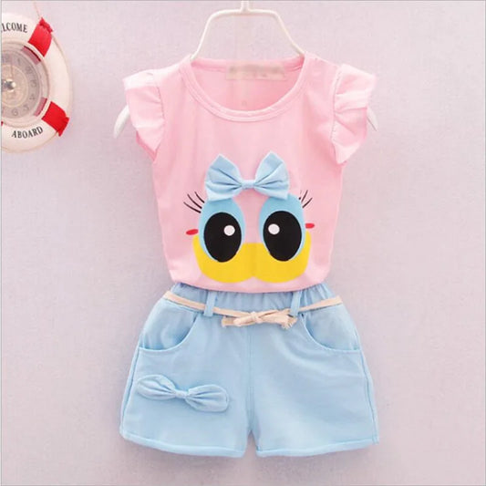 Girls’ Summer 2pcs Outfit – Vest & Shorts Casual Set for Toddlers