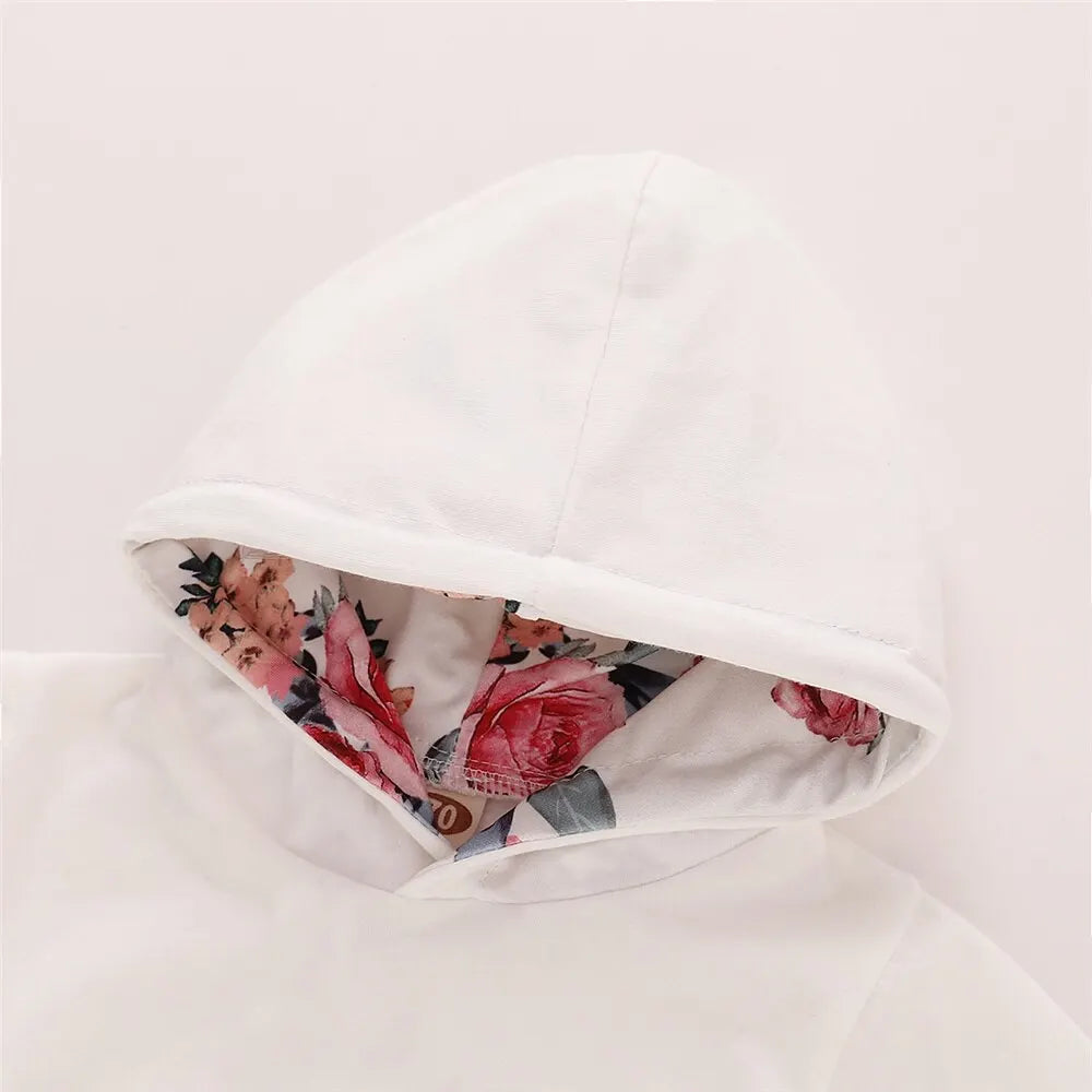 3PCS Baby Girl Outfit (0–18M) – Floral Hoodie, Pants & Bow Headband Set