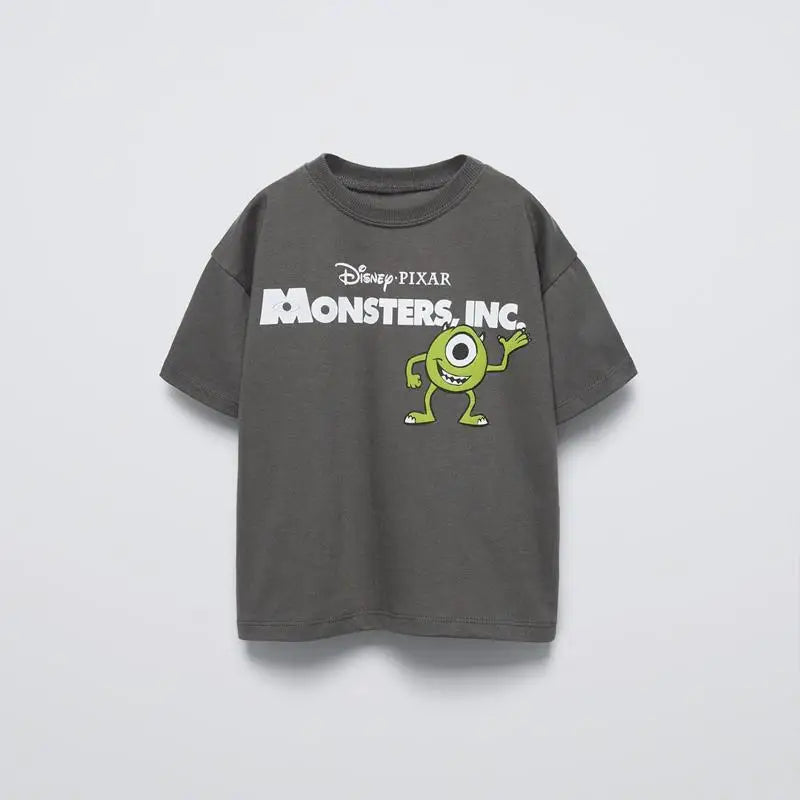 Kids’ Cartoon Monster Printed T-Shirt – Casual Summer Crewneck Top for Boys & Girls