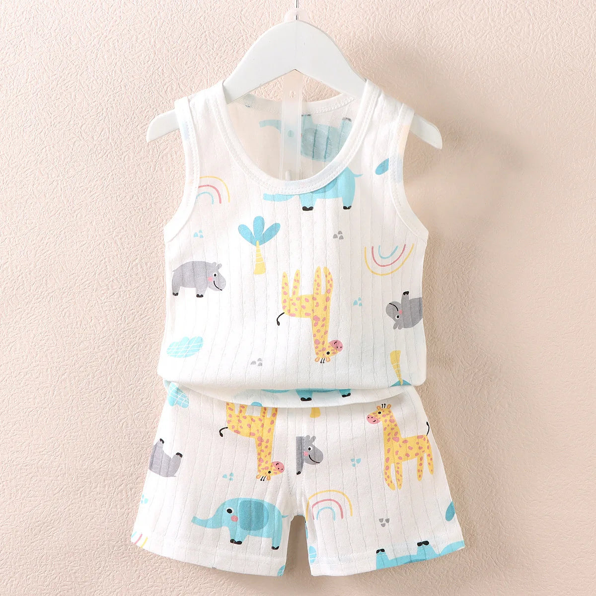 Children's Clothing Print Sleeveless Tops Shorts Cute Breathable Kids Vest Shorts Set Tank Top for Baby