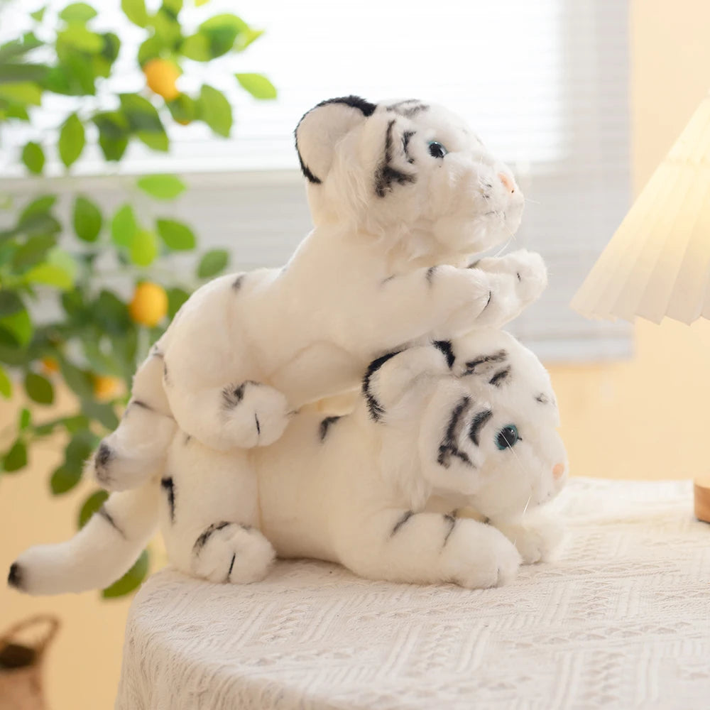 23cm Cute Stuffed Animal Baby Tiger White Siberian Tiger Plush Toy Emulational Plushies Soft Doll Room Decor Gift for Girl Boy
