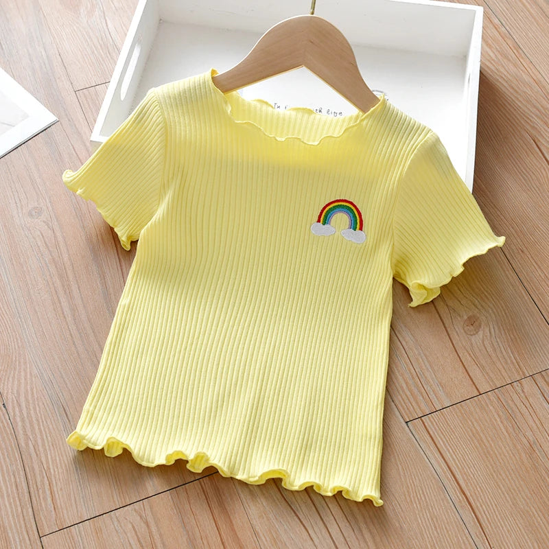 Girls’ 100% Cotton Short Sleeve T-Shirt – Comfortable Casual Summer Top (1–7Y)