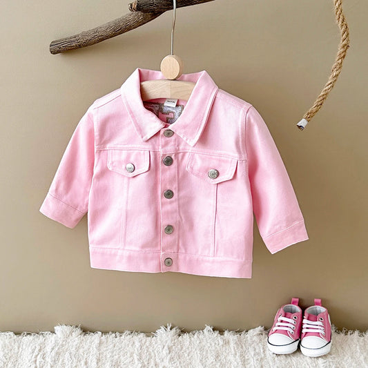 🍓 Strawberry Denim Baby Jacket