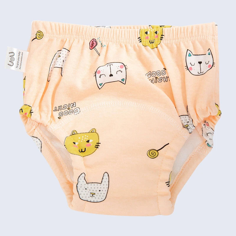 6-Layer Reusable Cotton Baby Training Pants – Waterproof Cloth Diaper Shorts