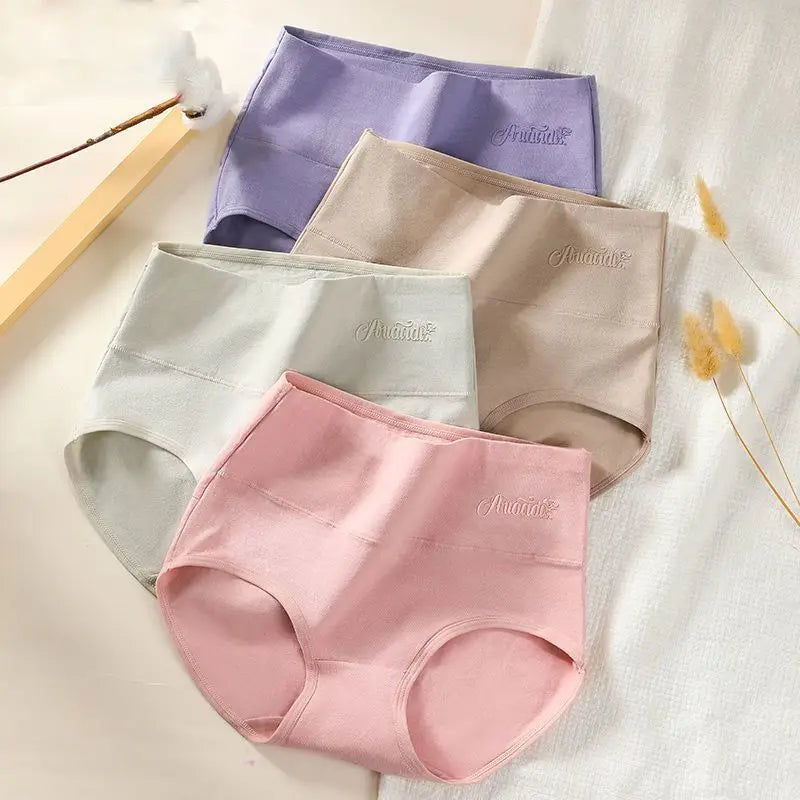 4PCS High Waist Cotton Body Shaper Panties – Breathable Slimming Underwear, Plus Size M-5XL